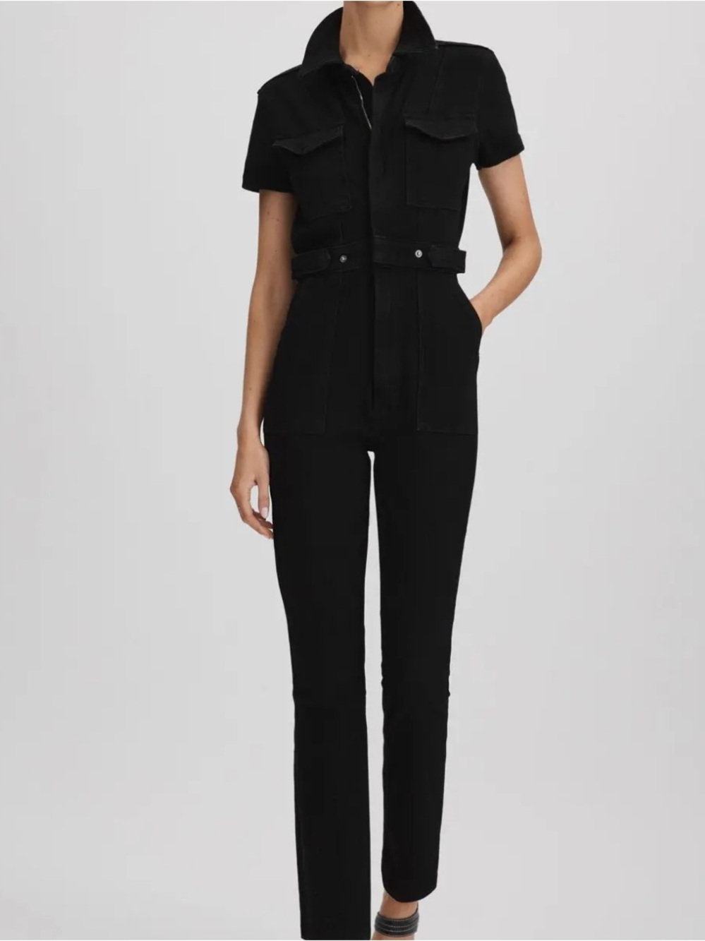 Good American Fit For Success Denim Jumpsuit Black Women’s Size Large